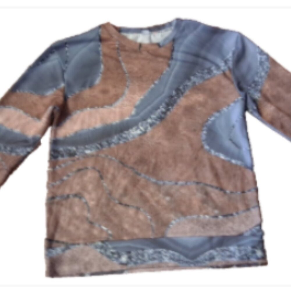 Women's Size M Multicolor Marble Print Long Sleeve Crewneck Sweatshirt Top